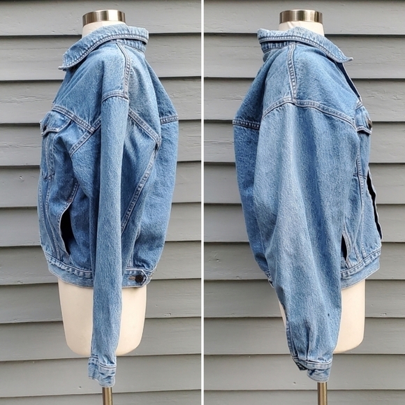 Vintage 90s y2k Limited Jeans Blue Jean Cotton Denim Classic Trucker Jacket Md - Picture 2 of 9